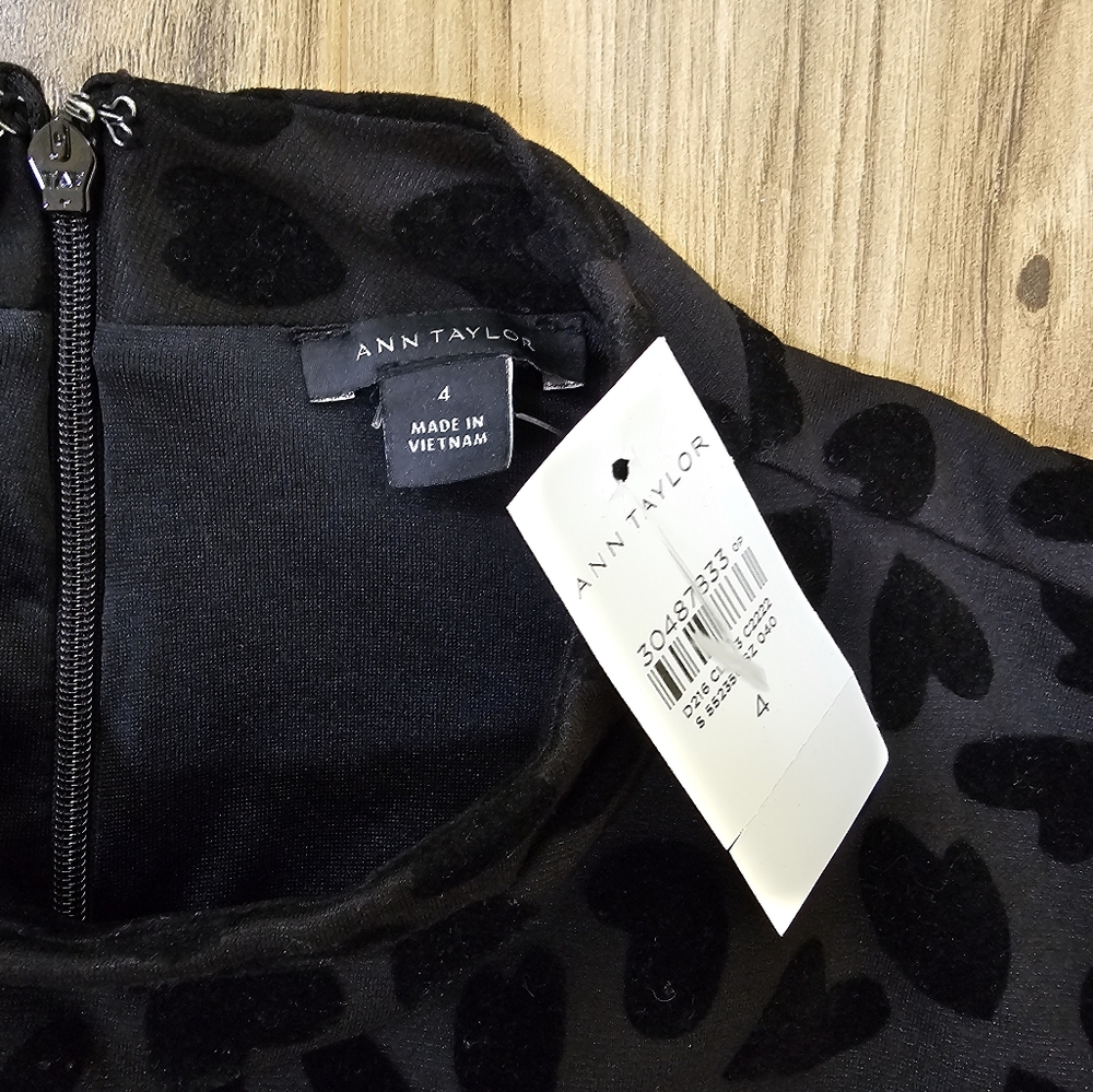 New Ann Taylor Heart Velvet Mock Neck Flare Dress - Picture 5 of 14